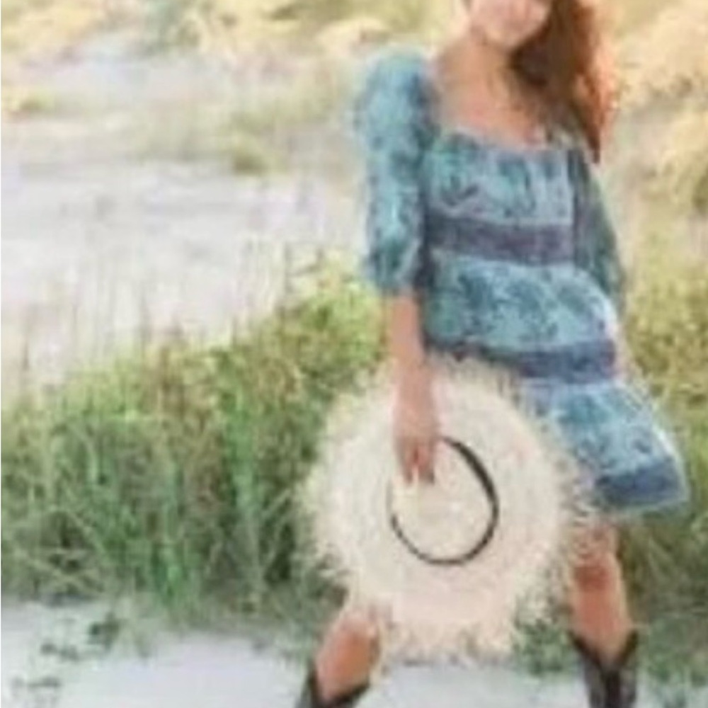 NWT Size XL Victoria Dunn Boho Sunflower Mini Dress in Cornflower. - Picture 3 of 13